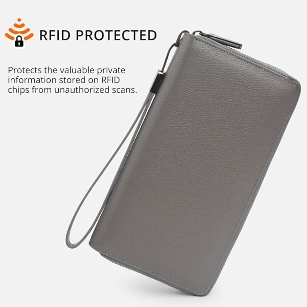 LARGE SIZE : CLUCI GRAY WOMENS 16 SLOT WALLET WRISTLET